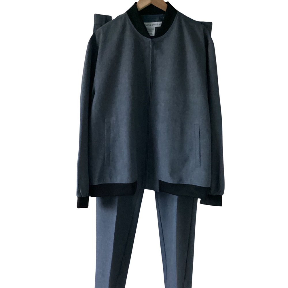 Irvine Park Mens Blue Gray Full Zip Bomber Jacket and Pants Tracksuit Set 40XL